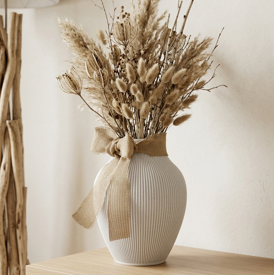 LENA - Matowy Styl Japandi & Boho - Białe / 15 cm - Wazon