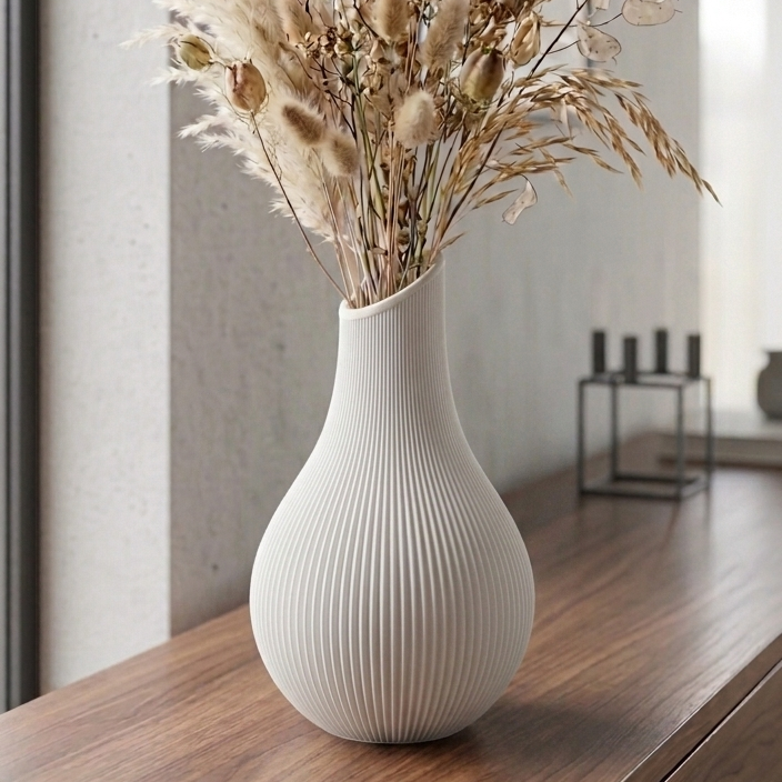 LUNA - Organiczny Kształt Japandi - Biały / 15 cm - Wazon