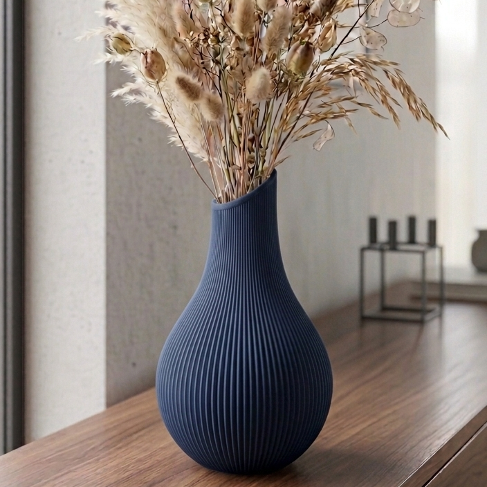 LUNA - Organiczny Kształt Japandi - Granatowy / 15 cm - Wazon