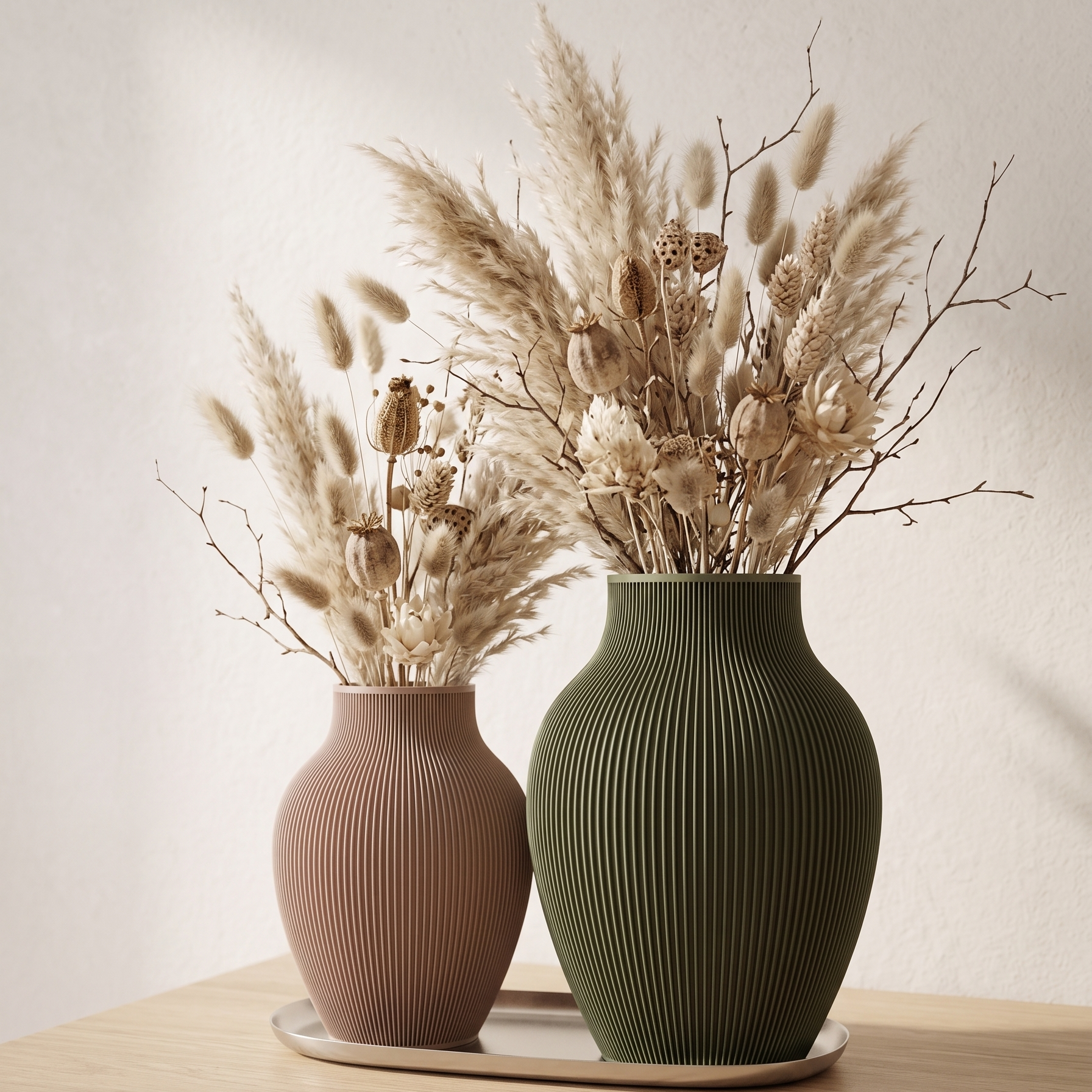 LENA - Matowy Styl Japandi & Boho - Ciemnozielony / 15 cm - Wazon