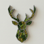 Geometryczny Jeleń 3D – Gotowa Artystyczna Dekoracja z Mchem
